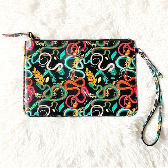 Jimmy Choo Handbags - Jimmy Choo Serpent Snake Print Black Multicolor Leather Wristlet Wallet NEW